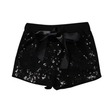 Милая одежда для маленьких девочек; вечерние хлопковые повседневные шорты с бантом и высокой талией; штаны с блестками для новорожденных; 1 предмет