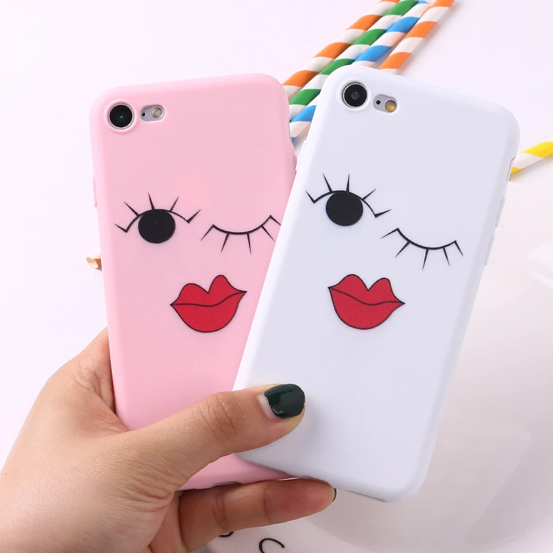 For iPhone 11 12 Pro 6S 8 8Plus X 7 7Plus XS Max Soft Silicone Frosted Matte Case Fundas Coque Cute Sexy Lips Lovely Graceful | Мобильные