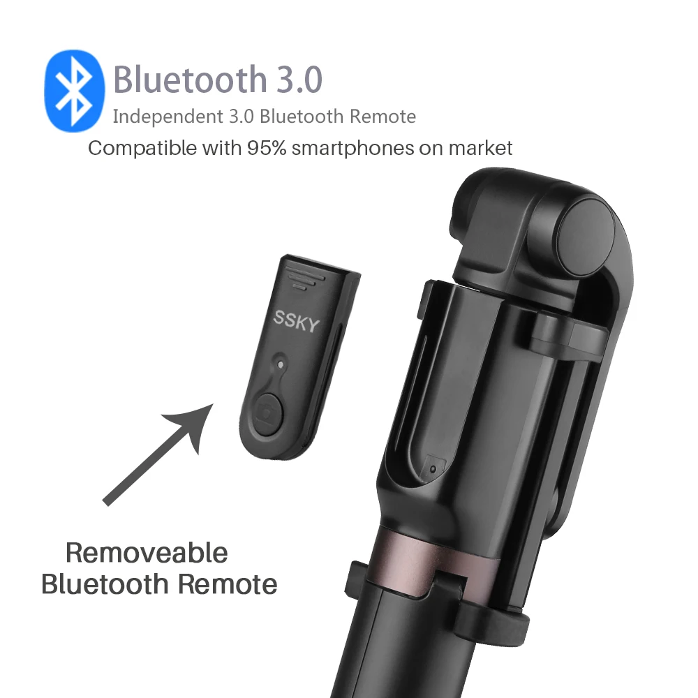 Новая селфи палка штатив Стенд 3 в 1 Выдвижной монопод Bluetooth 3,0 Дистанционное крепление для телефона для iPhone X 8 Android смартфон