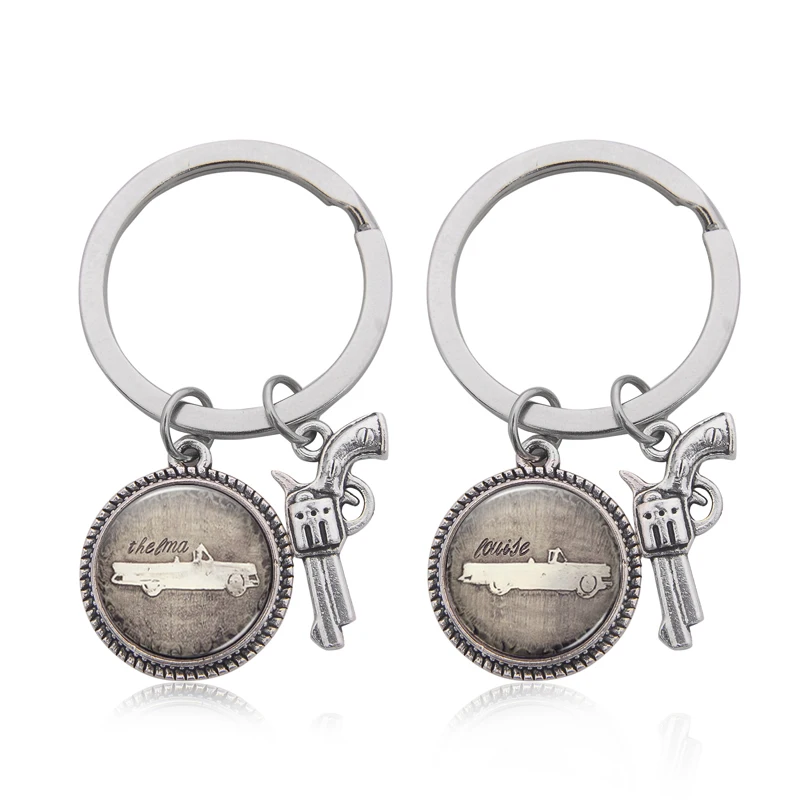 

Fashion Creative Lettering"Thelma Louise" Splice Pistol Pendant Keychain This is Your Choose Special Present Friendship Jewelry