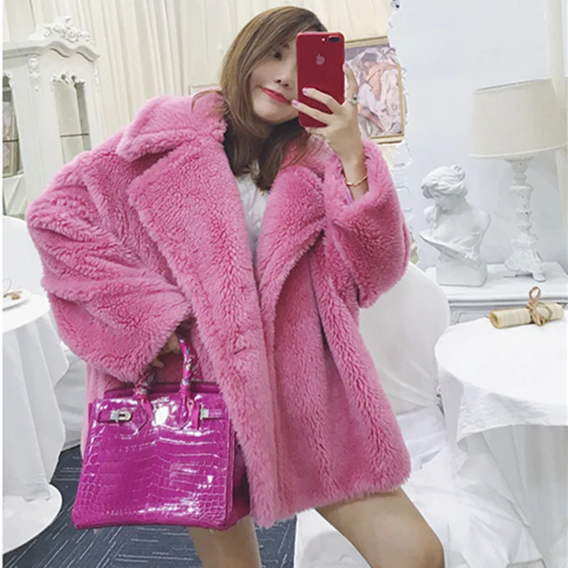 Real Wool Teddy Jackets Women Thick Warm Lamb Wool Real Fur Teddy Coats