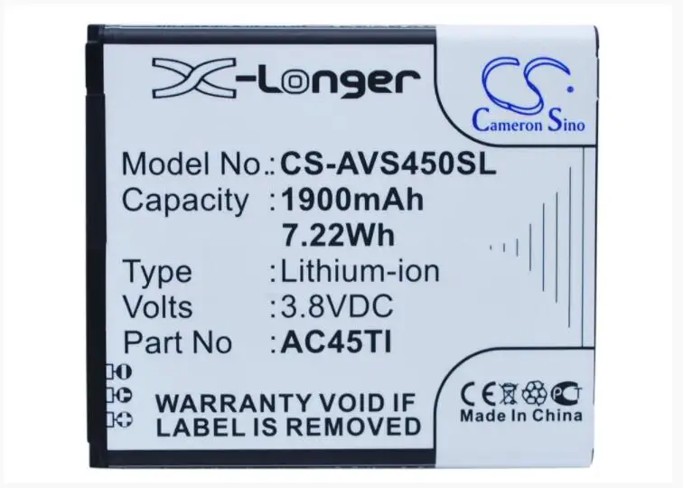 

Cameron Sino 1900mAh battery for ARCHOS 45 Titanium Ohne Simlock AC45TI Mobile, SmartPhone Battery