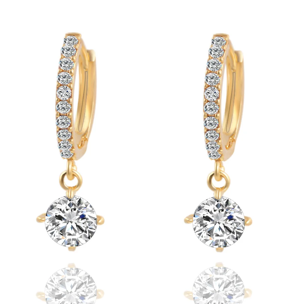 Brincos Geometric Round Crystal Stud Earrings Fashion Gold Color Brincos Geometric Round Crystal Stud Earrings Fashion Gold Color Zircon Pendant Pennte For Women Earring Charm In From Jewelry