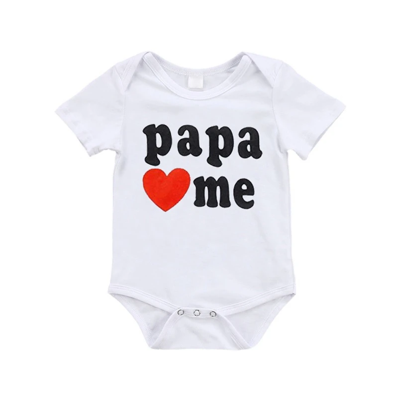 Одежда для новорожденных с коротким рукавом из 100% хлопка надписью I Love Papa Me