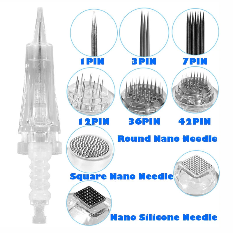 Для электрического авто микро иглы ручка уплотнение картридж 10 шт. бровей татуировки роторный макияж Перманентная игла иглы нано советы 13 типов