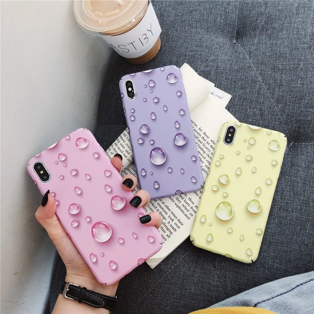 

ZRICKIE 3D Water Droplets Phone Case For iPhone X XS MAX Hard PC Full Cover For iPhone XR 7 8 6 6S Plus Slim Matte Cover Cases