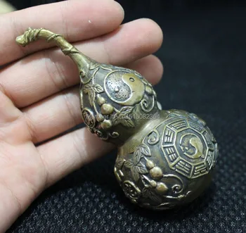 

Chinese Bronze Collect Buddhism FengShui Wealth Fu Zi Gourd Cucurbit Statue