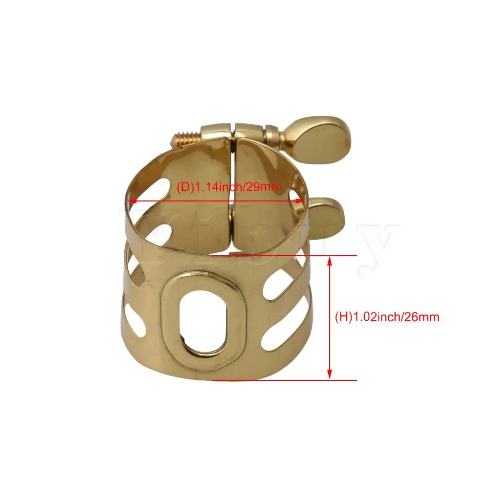 Yibuy 29 мм диаметр мундштук для саксофона-тенора Ligature золотой Латунный крепежная связь для пластикового металла Sax мундштук