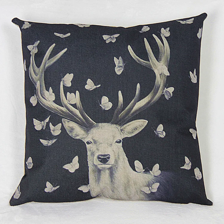 

2016 deer head Seat Cushion Without Core Animal Decorative Home Decor Sofa Chair Throw Pillows Decorate Pillow Cushions 45*45cm
