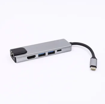 

Type-C to RJ45 Network card + HDMI / USB3.0 HUB + type-C power supply notebook expansion Converter Card