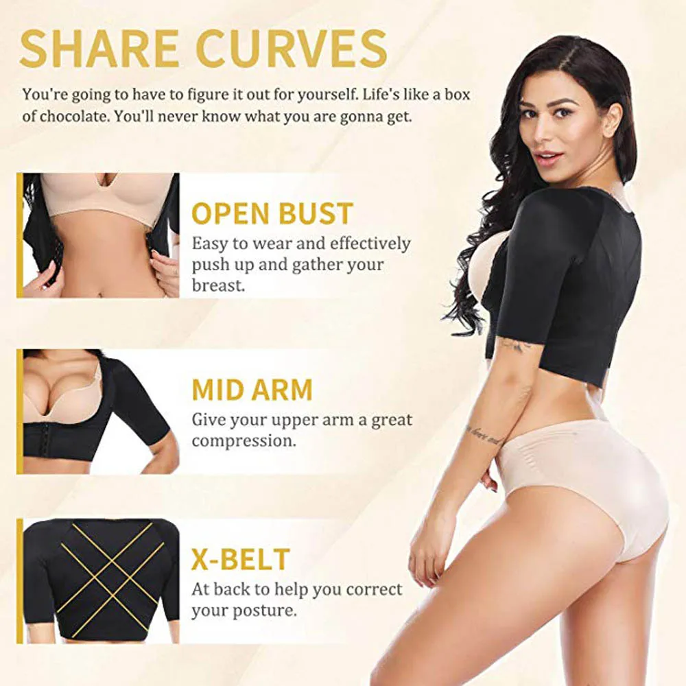 Preise Liebhaber Schönheit frauen Shapewear Tops Abnehmen Compression Short Sleeve Crop Top Arm Shapers Push up Brust Haltung Corrector