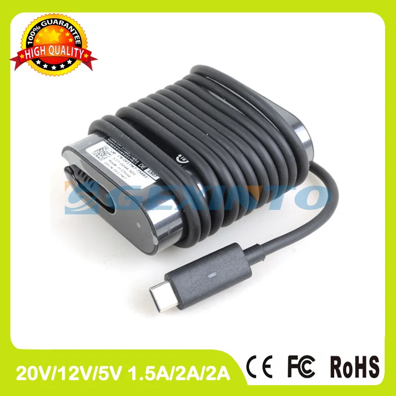 

30W 20V 1.5A USB-C Type C laptop ac Adapter For Dell Venue 10 Pro 5055 5056 Latitude 11 5175 Venue 8 Pro 5855 tablet pc charger