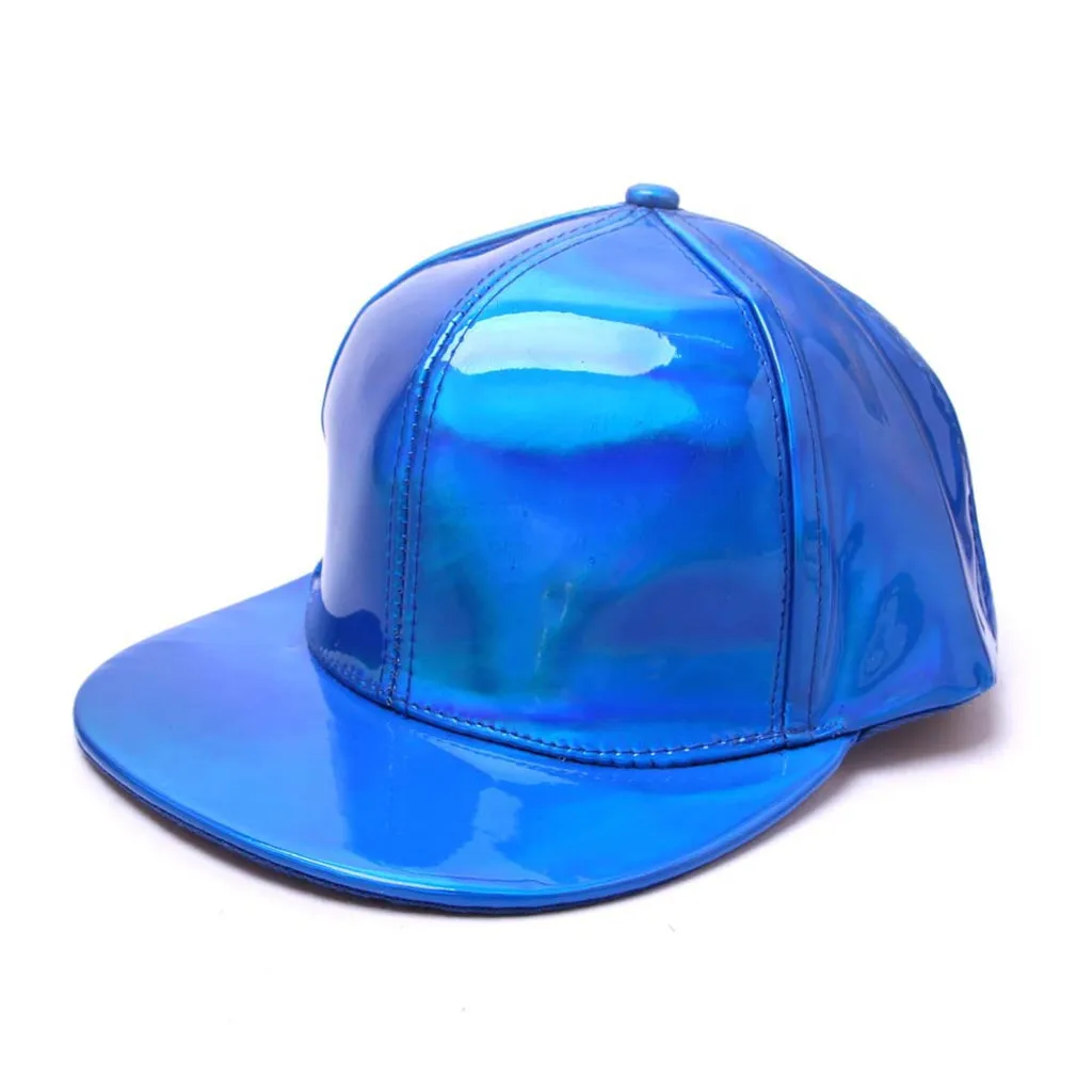 Блестящая бейсбольная кепка с конским хвостом, Женская бейсбольная одноцветная флуоресцентная Кепка с плоскими полями, хип-хоп кепка, Viseras de mujer - Цвет: Синий