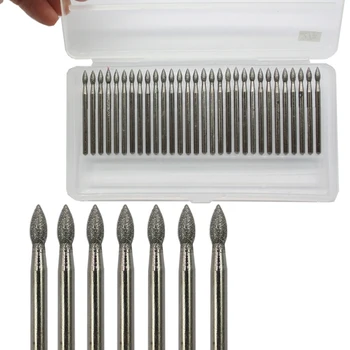 

30 Pieces/Set Tool Abrasive Diamond Grinding Head 150#3x3mm Raw Stone Peeling Jade Polishing point diamond grinding point