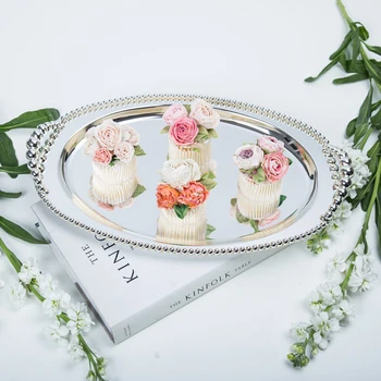 

Electroplating Silver Mirror Ellipse Wedding Tray Fruit Plate cake stand set