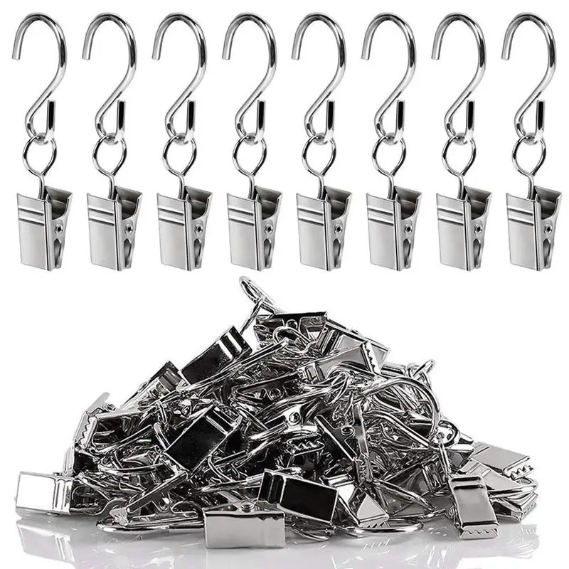 20 Pack Metal Hanging Clips Hook Clamp Hanger for Curtain String Light Gold
