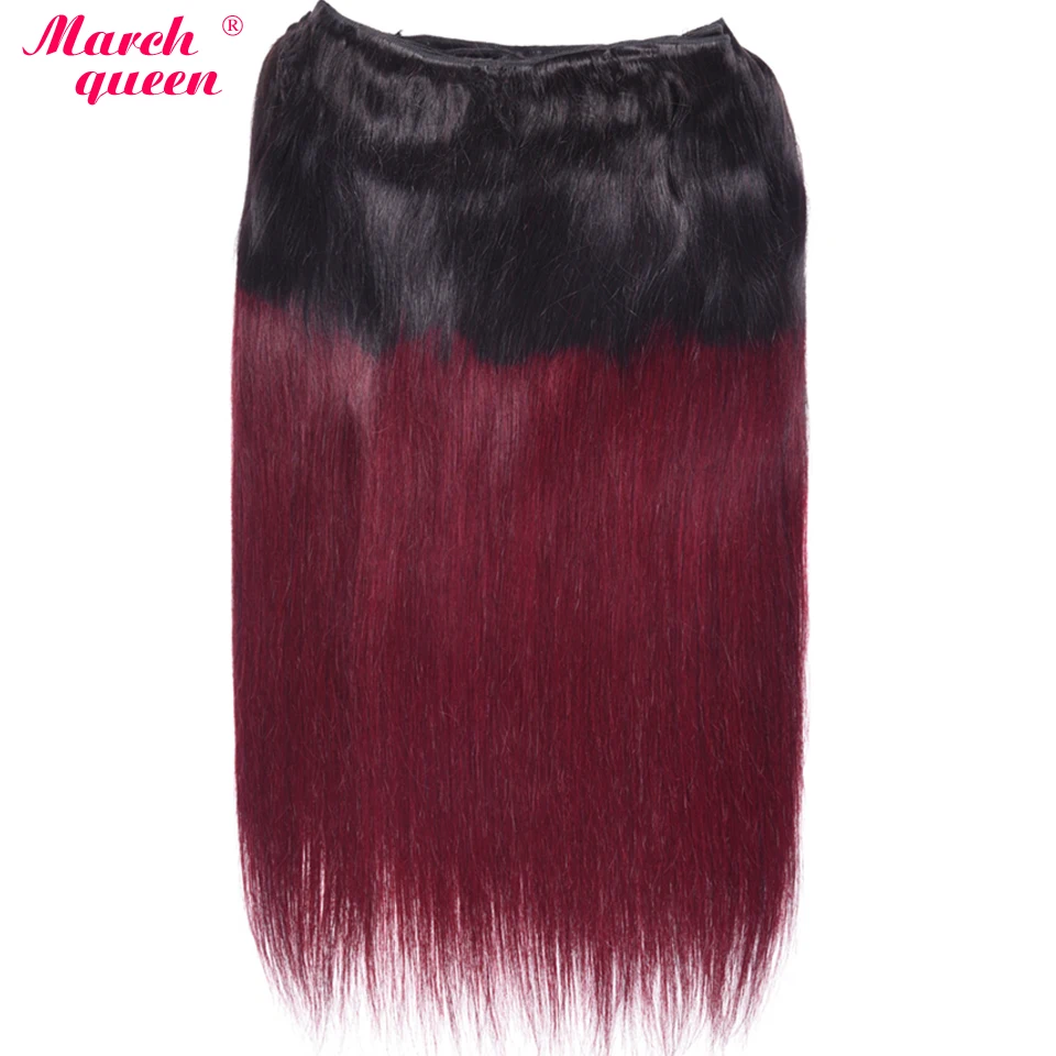 March queen бразильские пучки волос T1B/99J прямое, Омбре человеческие волосы 4 пучка черного красного вина цветные наращивания волос