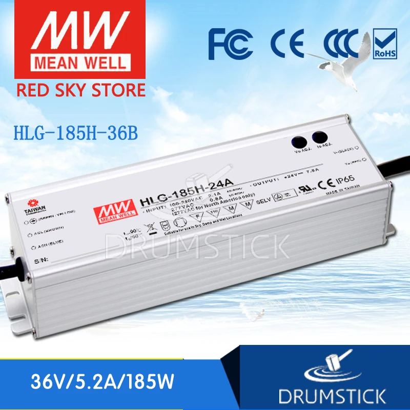 

MEAN WELL HLG-185H-36B 36V 5.2A meanwell HLG-185H 187.2W Single Output LED Driver Power Supply B type