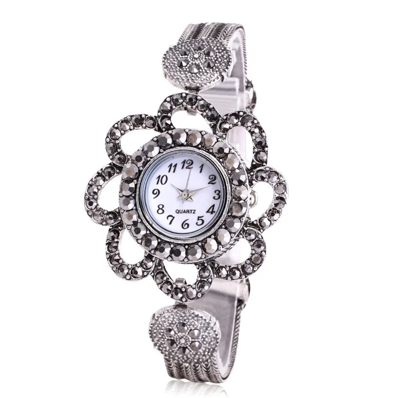 Новые женские круглые полностью бриллиантовые часы-браслет Аналоговые кварцевые наручные часы# NE1130