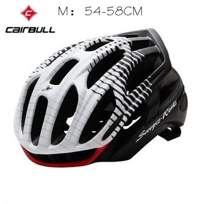 Cairbull светодиодный светильник дорожный велосипедный шлем Casco Ciclismo интегрально-Формованный велосипедный шлем MTB велосипедный спортивный защитный шлем 212 г 5 видов цветов - Цвет: black white M