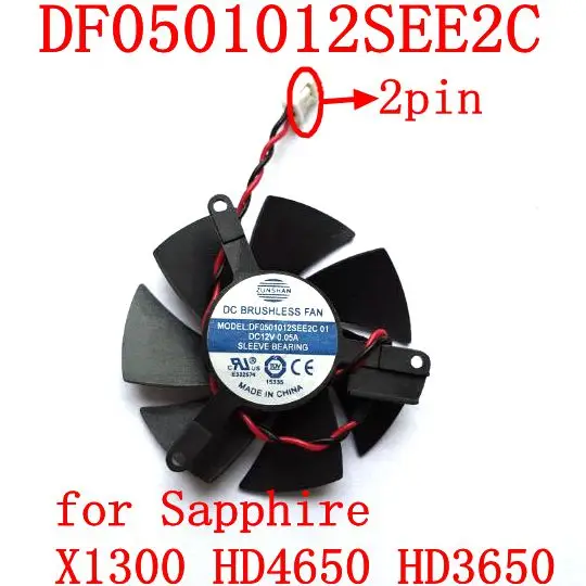 Бесплатная доставка DF0501012SEE2C 2PIN для Sapphire X1300 HD4650 HD3650 вентилятор видеокарты|graphics card