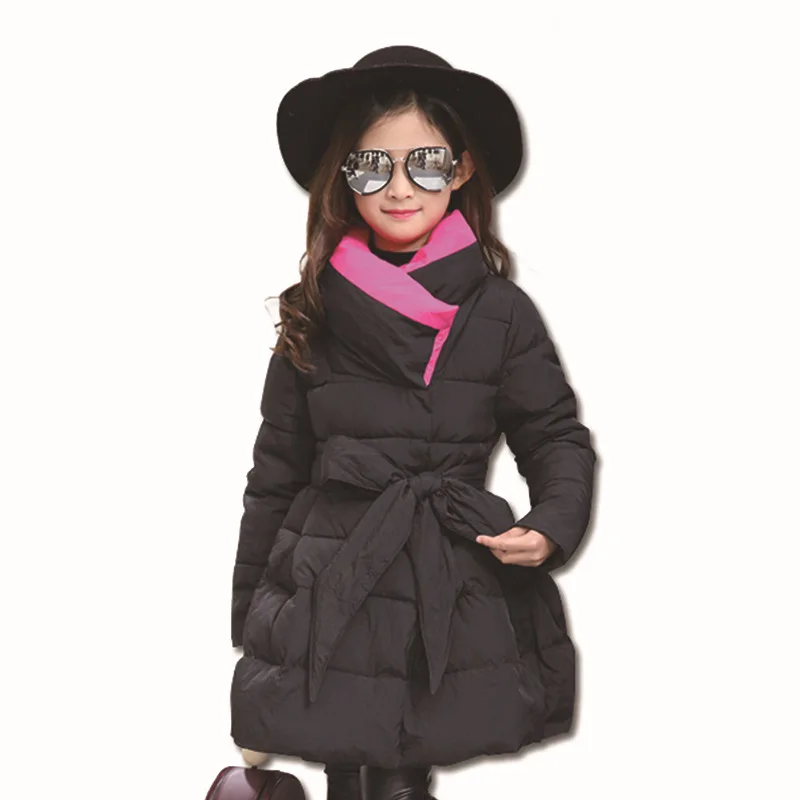 

Baby Girl Jacket Autumn Winter Long Jacket Girls Thick Cotton Solid Color Jacket Children's Wear Children's Warm Hooded Coat