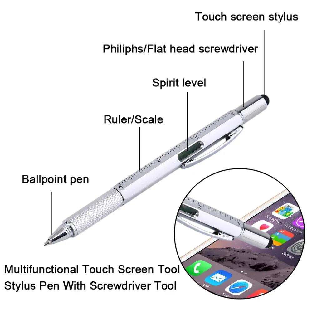 Ручка-стилус 6 в 1 инструмент для сенсорного экрана шариковая ручка портативный размер шариковая ручка с линейкой отвертка инструмент