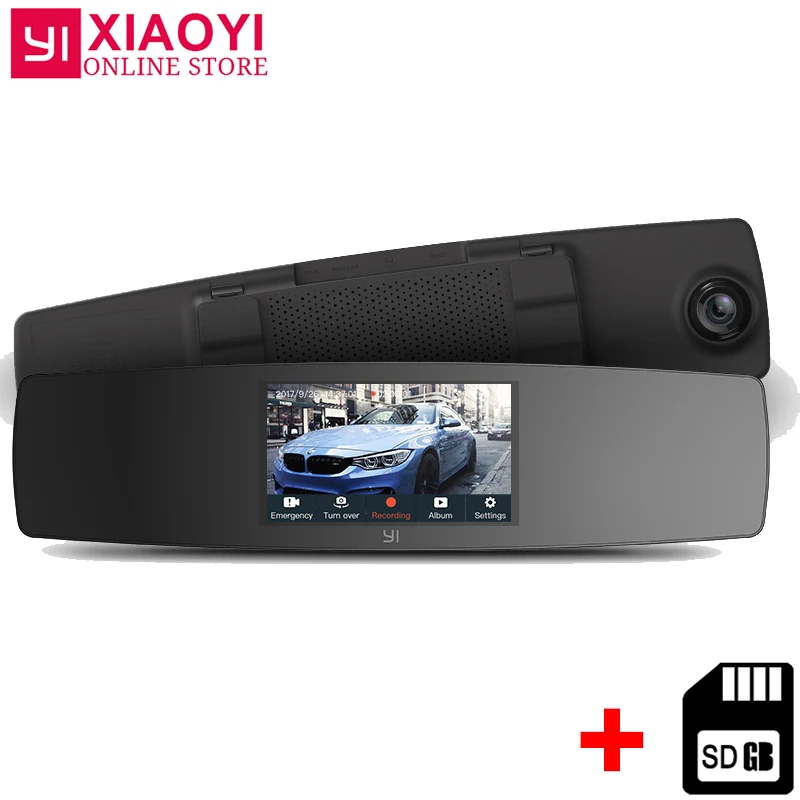 

YI Mirror Dash Cam Dual Dashboard Camera Recorder Smart Parking Monitor Touch Screen Front Rear View G Sensor Night Car DVR