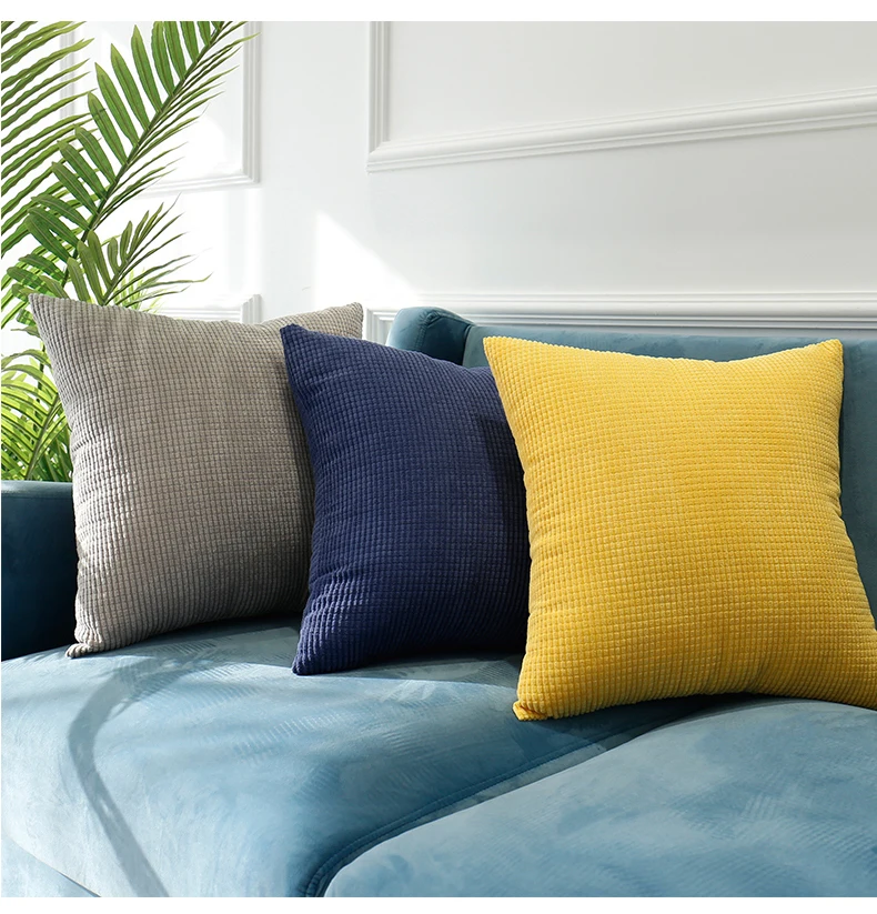 Macaron Color Corduroy Pillow Case Throw Cushion Cover Vintage Pillow Covers for Sofa Home Decorative 45x45cm (7)