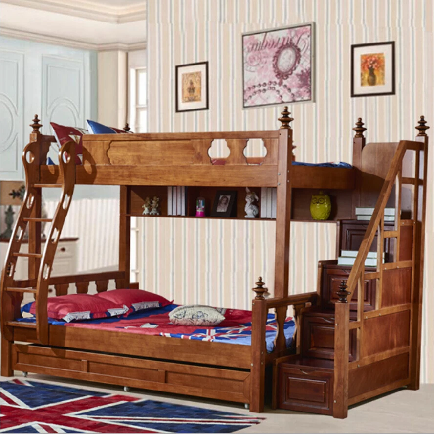 etop American Country Style Bunk Bed Mother & Son Bed Double Type Trailer Bed / High Tank