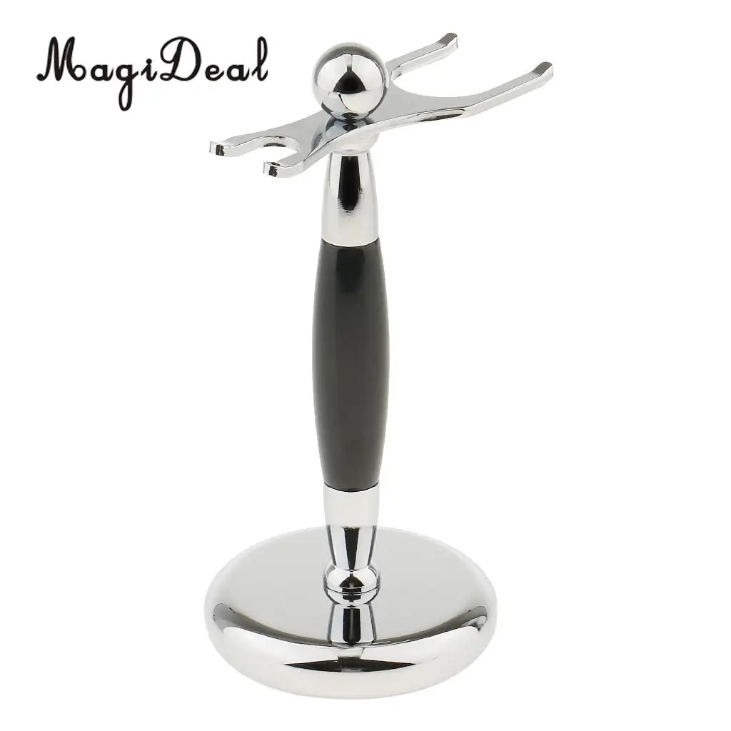 MagiDeal Men Barber Alloy Shaving Brush Safety Razor Holder Rack Stand 2 Prongs salon shaving tool Brush Holder