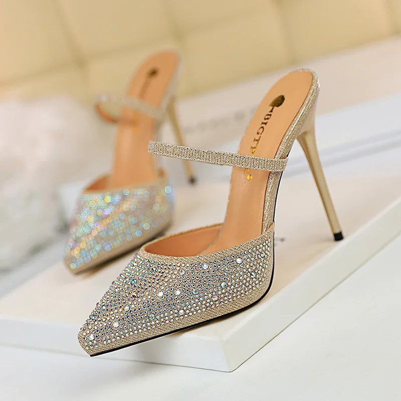 

BIGTREE Shoes Sexy High Heels Pointed Women Pumps Women Shoes Rhinestone Women Heels Ladies Shoes Women Slippers Wedding Shoes