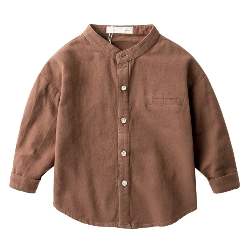  Boys Shirts Long Sleeve Solid Cotton Kids Shirt for Boys Spring Autumn Children Clothes Japanese St