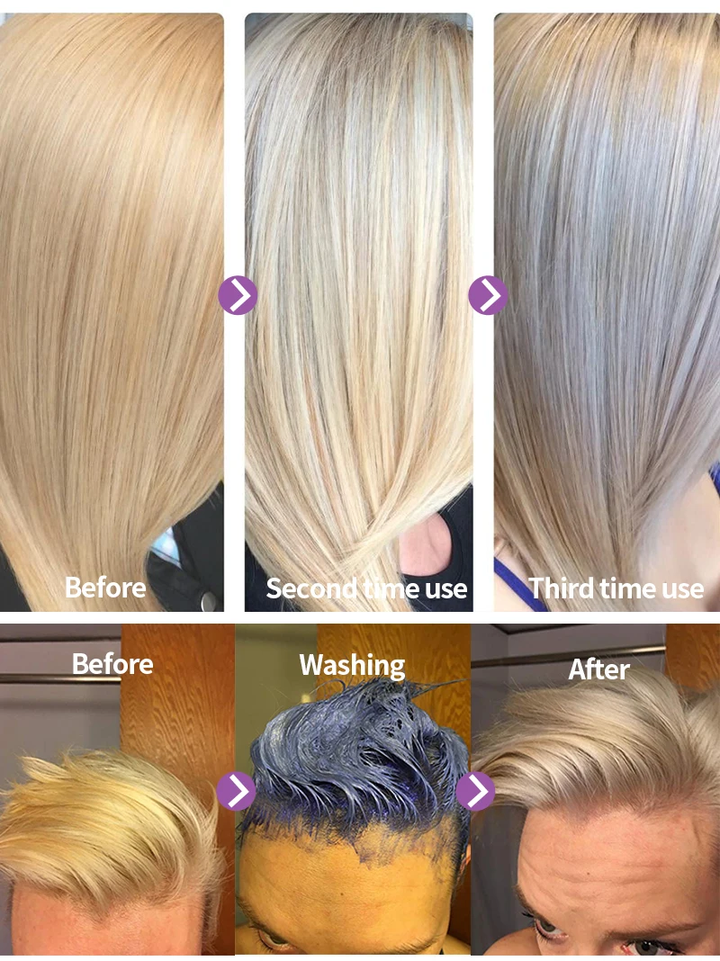 PURC, светлые, фиолетовые волосы, профессиональный шампунь для лечения волос, удаляет желтые и бронзовые тона для серебристого пепельного вида, фиолетовый шампунь для волос, новинка