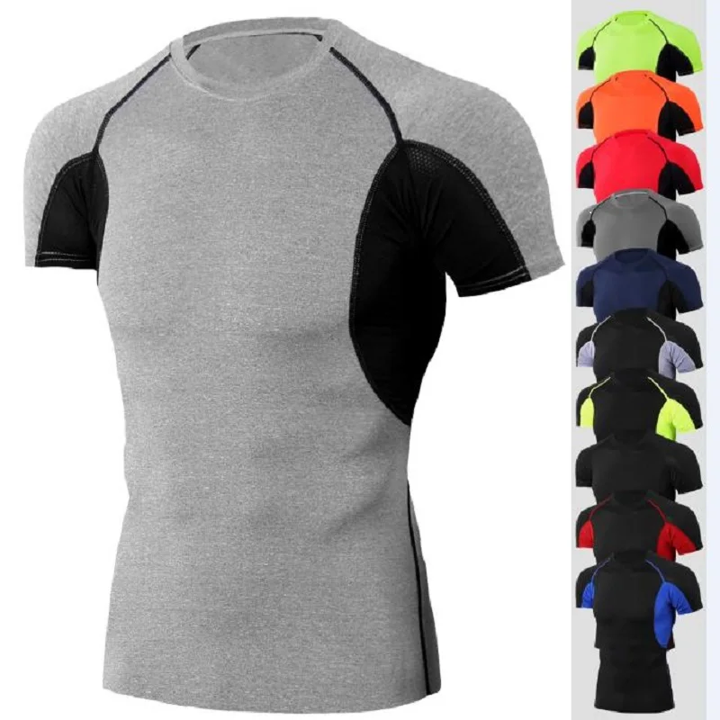 

Men's Gym elastic casual T-shirts Quick Drying Breathable sports for outdoor indoor training running basketball fitness