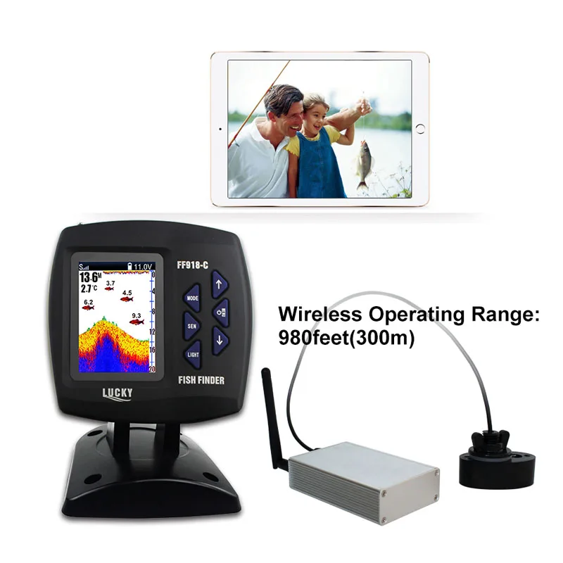 محظوظ FF918-CWLS قارب صياد السمك لاسلكي نطاق التشغيل 300 m/980 قدم الصيد عن بعد التحكم Fishfinder