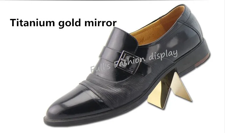 

V-type Titanium gold stainless steel shoe tree display rack holder shoes care showing stand shoes display stand