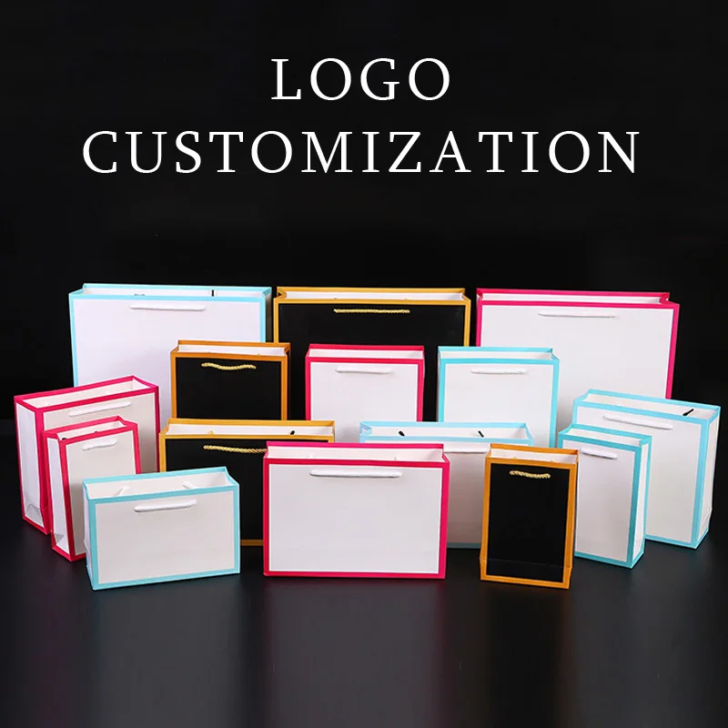 

High-quality Paper Bag With Frame Line MOQ 100pcs Customization 1 Color Logo For Commercial Gift Cloth Packing