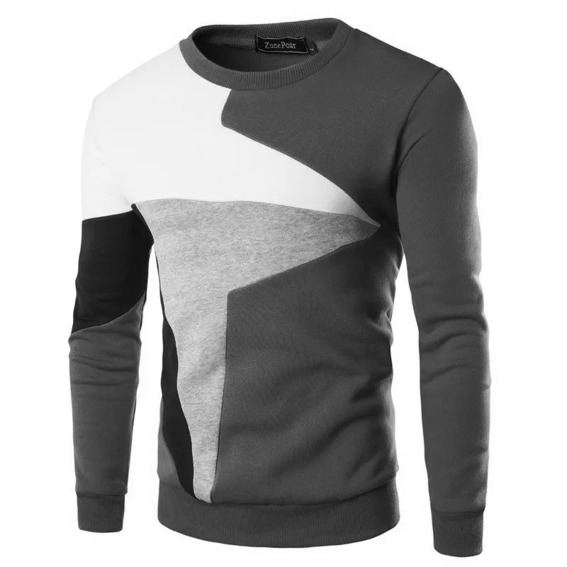 ZOGAA/ осенний повседневный мужской свитер с круглым вырезом в стиле пэчворк, зауженные Трикотажные мужские свитера, пуловеры, пуловер для мужчин, Pull Homme XXS-4XL