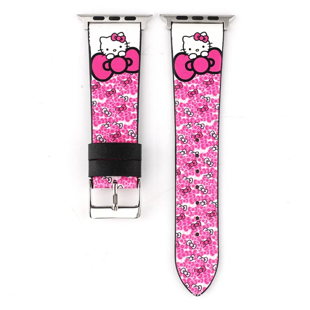 

Genuine Leather band for Apple Watch Series 3 4 2 1 Iwatch 44mm 40mm 42mm 38mm Mickey Mouse Minnie Cartoon Bracelet strap