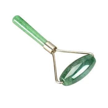 

100% Natural Green Aventurine Point Massage Roller with Stainless Steel Holder Face Skin Care Guasha Crystal Healing Massager