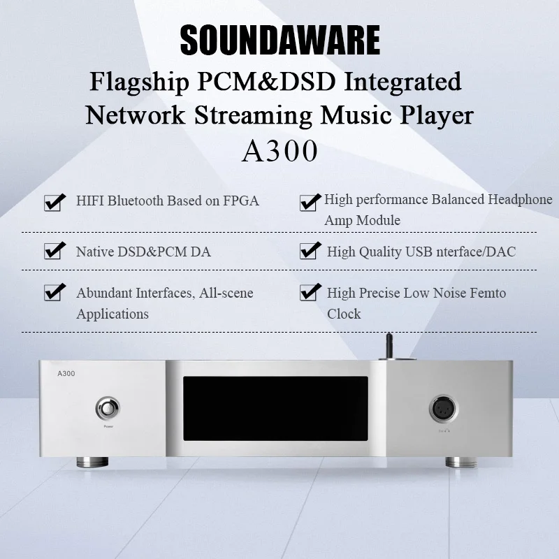 Soundaware флагманский PCM& DSD интегрированный сетевой потоковый музыкальный плеер A300 встроенный декодирующий усилитель для наушников