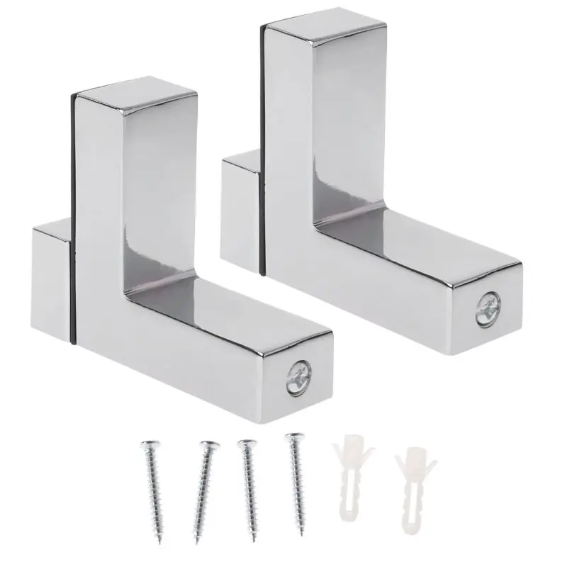 2pcs Solid Metal Adjustable Wood/Glass Shelf Bracket Wall Mount Brushed