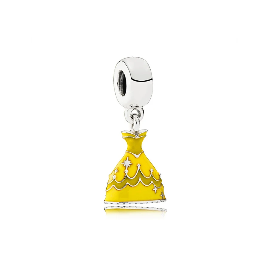 

NEW 100% 925 Sterling Silver Belle's Dress Dangle Charm Mixed Enamel Pendant Bead For Mother Gift Bracelet DIY