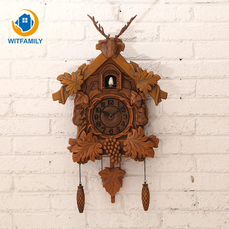 

20inch Vintage Bird Wall Clock Hanging Cuckoo Clock Antique Handcraft Pendulum Clock for Living Room Office Home Decoration