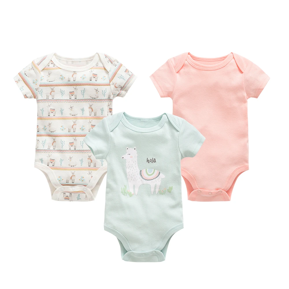Kavkas/Летняя Одежда для маленьких девочек 3 шт./компл. дизайн с рисунком единорога короткий рукав для новорожденных, для маленьких девочек, боди - Цвет: HY2289