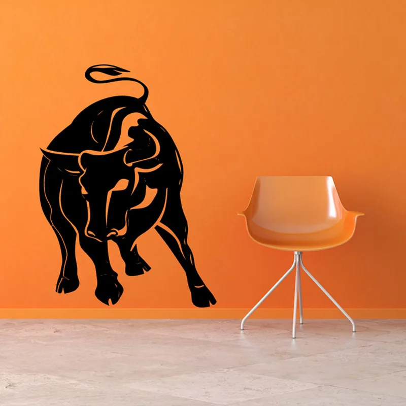 Art Decor Cheap Raging Bull Wall Sticker Black Printed Hollow Out Vinyl