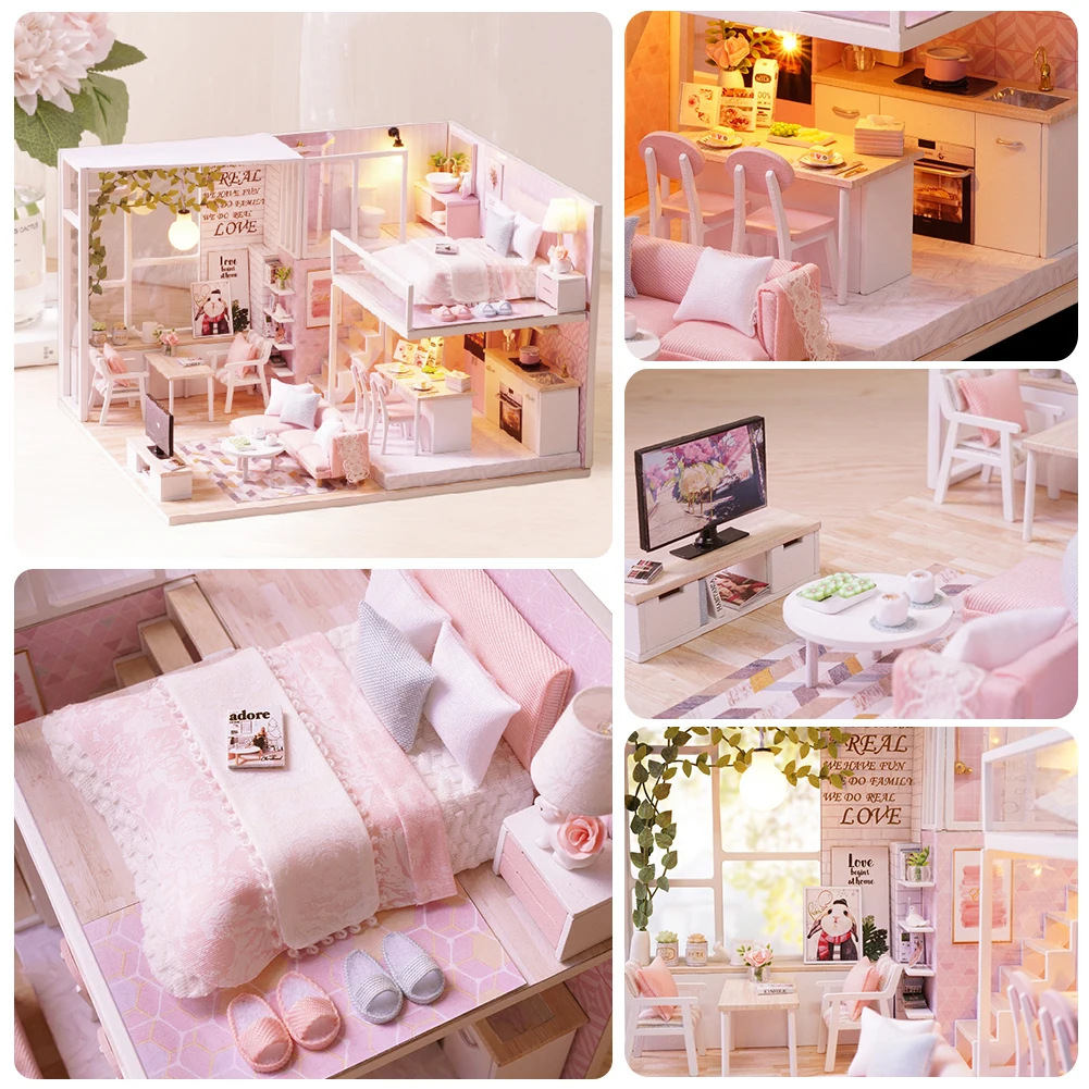Кукольный дом мебели Diy Миниатюрный 3D деревянный Miniaturas кукольный домик игрушки для детей праздник подарки на день рождения украшения дома