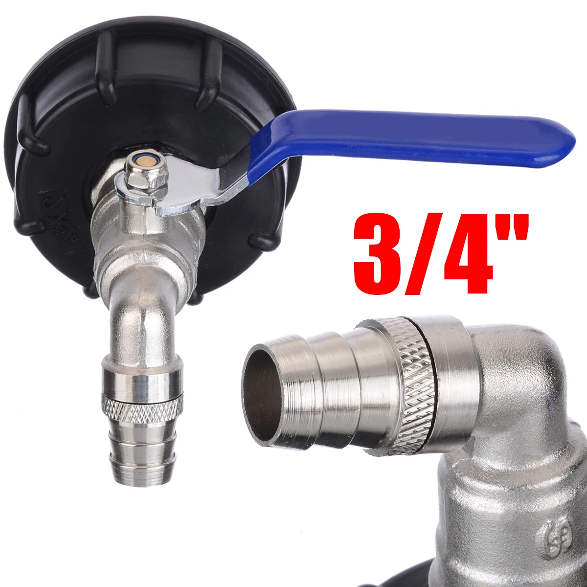 IBC Ball Outlet Tap Tank  Drain Adapter 3/4 Inch Rainwater Container Brass Hose 