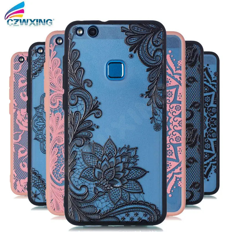 Floral Lace Mandala Case For Huawei P10 lite Hard PC+TPU Silicone Phone P 10 P10lite WAS-LX1 Cover |
